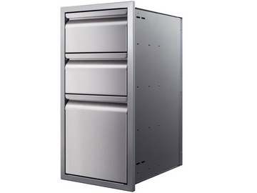 Memphis 15-Inch Three Drawer Stack – Premium Outdoor Kitchen Storage