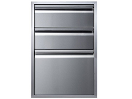 Memphis 21-Inch Three Drawer Stack – Premium Outdoor Kitchen Storage