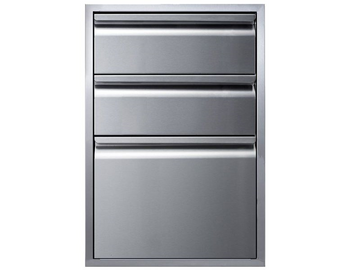 Memphis 21-Inch Three Drawer Stack – Premium Outdoor Kitchen Storage