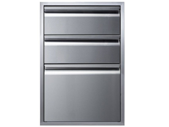 Memphis 21-Inch Three Drawer Stack – Premium Outdoor Kitchen Storage