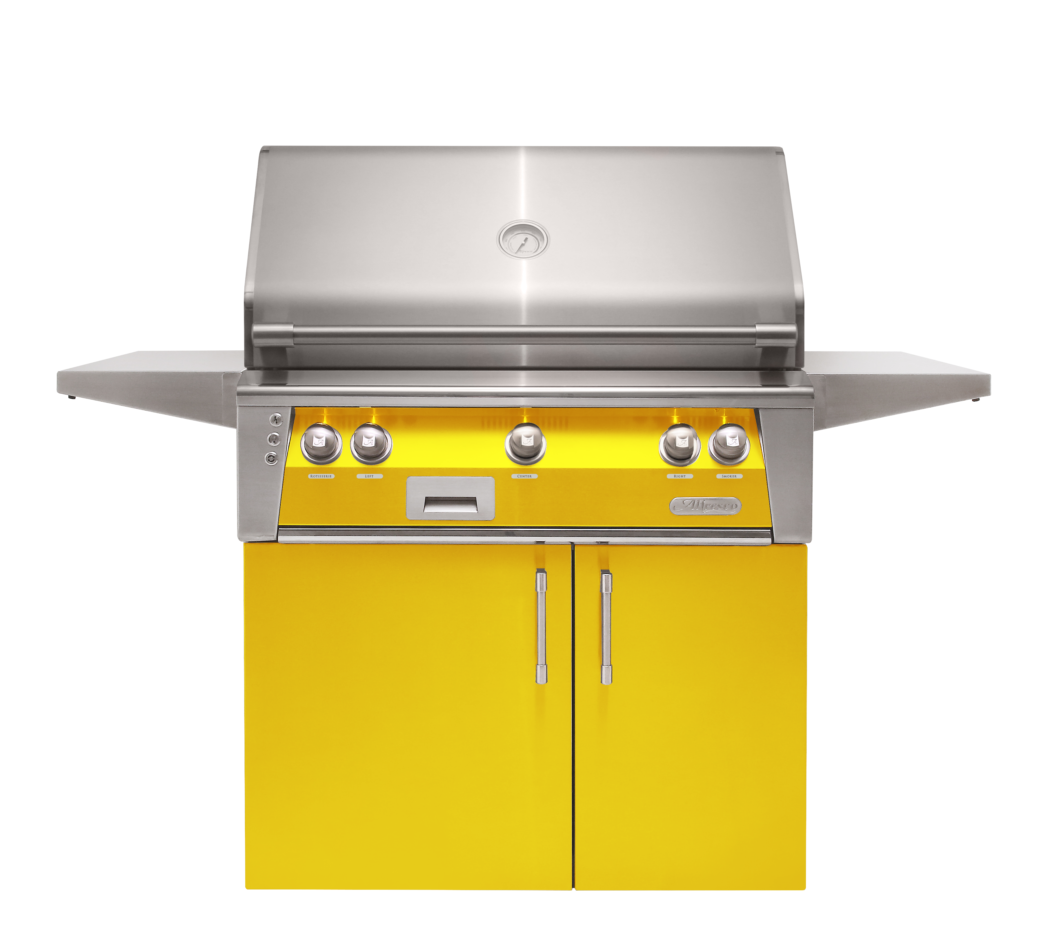 Buy traffic-yellow-gloss Alfresco ALXE 36-Inch Freestanding Grill With Rotisserie