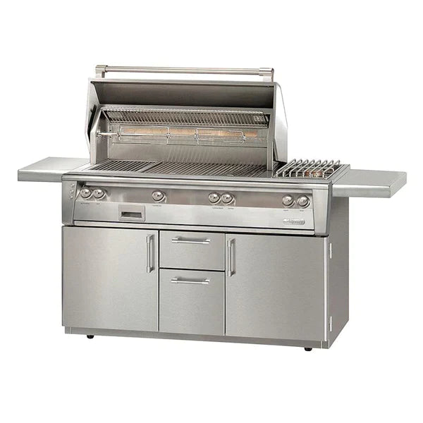 Alfresco 56-Inch Freestanding Grill with Side Burner and Rotisserie