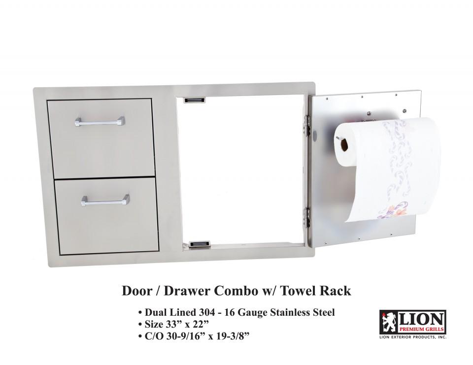 Lion 33 Inch Door & Drawer Combo with Towel Rack - 0