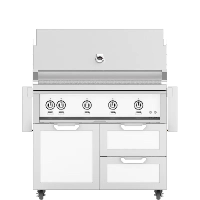 Hestan 42 Inch Grill With Rotisserie On Double Door & Drawer Cart