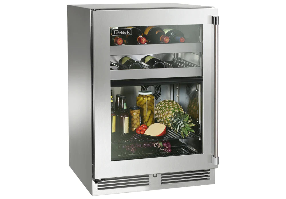 Perlick 24 Inch Signature Series Dual Zone Outdoor Refrigerator and Wine Cooler